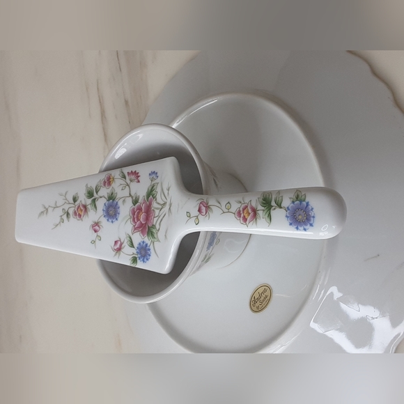 VTG ANDREA by SADEK Spring Nigh 2pc Pedestal Cake Plate and Server - Picture 9 of 10